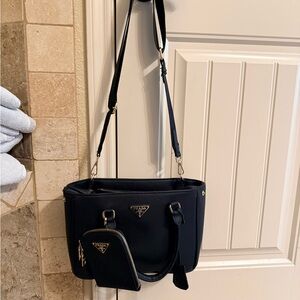 Black Shoulder Bag with Pouch